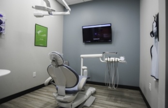 Dental exam room with white walls