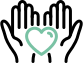 Two animated hands holding a heart