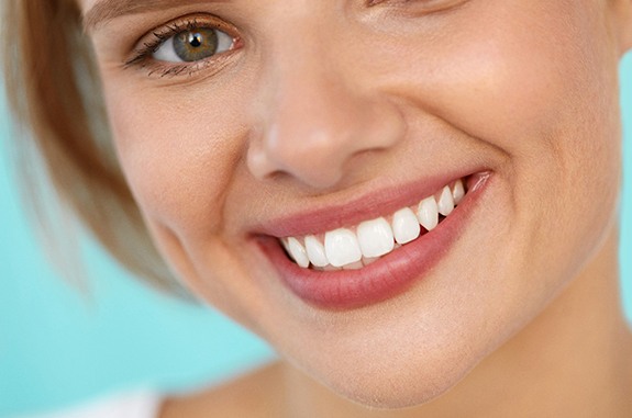 closeup of woman smiling 